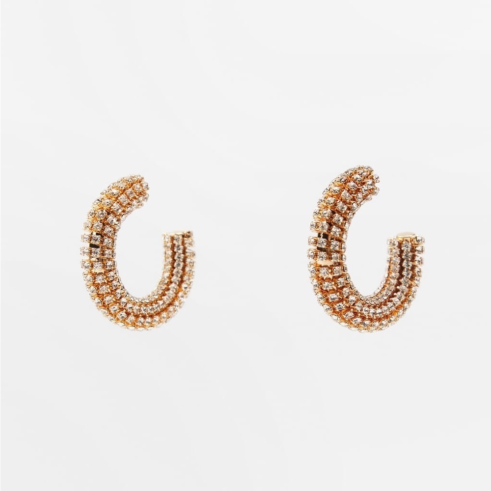 NWT. Zara Jewel Open hoop earrings with jewel appliqués.